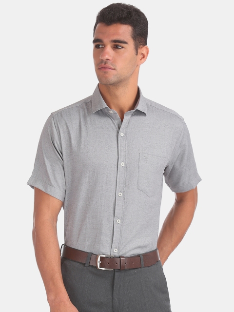 

Excalibur Men Grey Classic Fit Self Design Formal Shirt