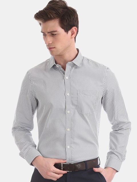 

Excalibur Men White & Grey Regular Fit Checked Formal Shirt