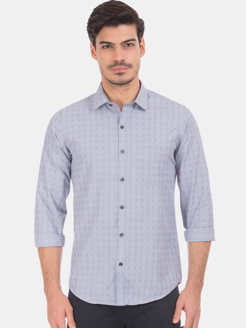

Excalibur Men Grey Slim Fit Self Design Casual Shirt