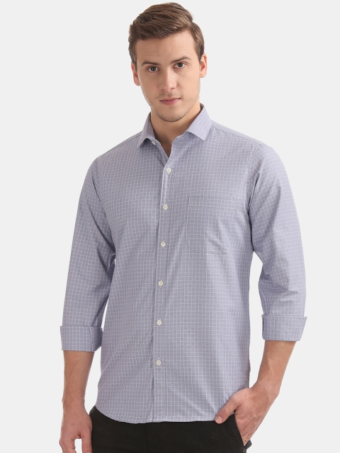 

Excalibur Men Blue & Grey Slim Fit Checked Casual Shirt