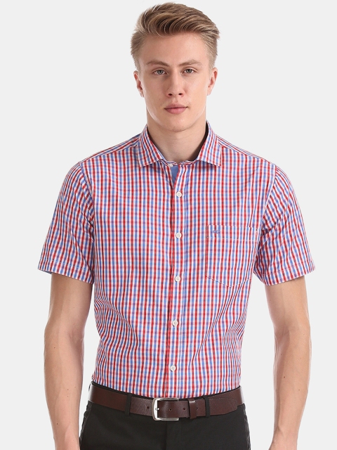 

Excalibur Men Red & Blue Regular Fit Checked Formal Shirt