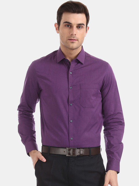 

Excalibur Men Purple Regular Fit Solid Formal Shirt