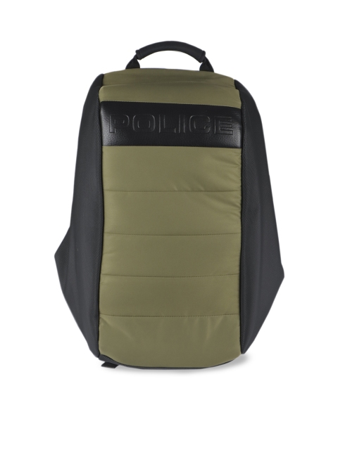 

Police Men Olive Green & Black Colourblocked Lightweight Backpack