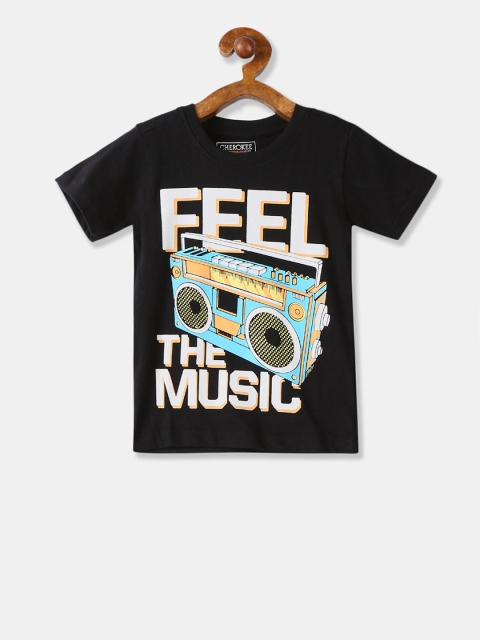 

Cherokee Boys Black Printed Round Neck T-shirt