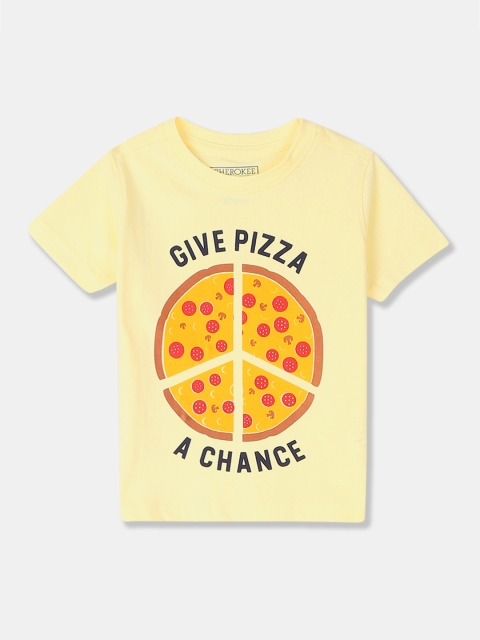 

Cherokee Boys Yellow Printed Round Neck T-shirt