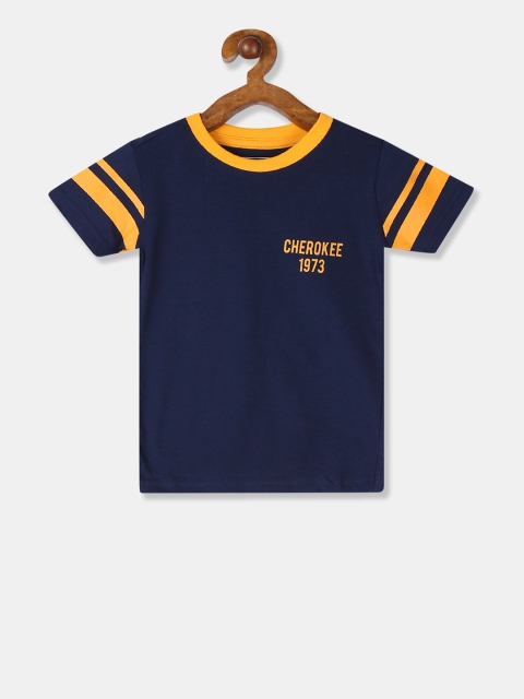 

Cherokee Boys Navy Blue Striped Round Neck T-shirt