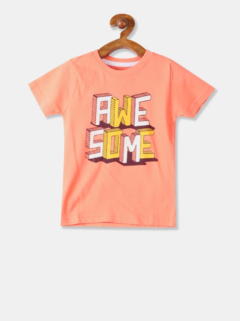 

Cherokee Boys Orange Printed Round Neck T-shirt