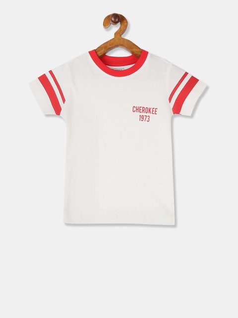 

Cherokee Boys White Striped Round Neck T-shirt