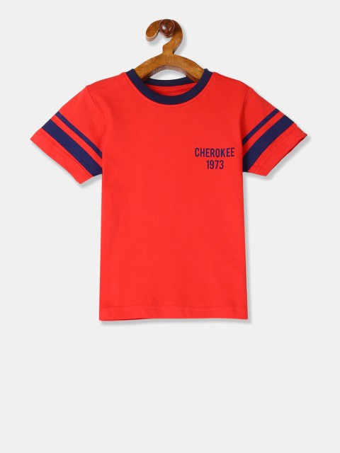 

Cherokee Boys Red Striped Round Neck T-shirt
