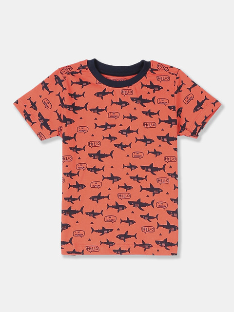 

Cherokee Boys Orange Printed Round Neck T-shirt