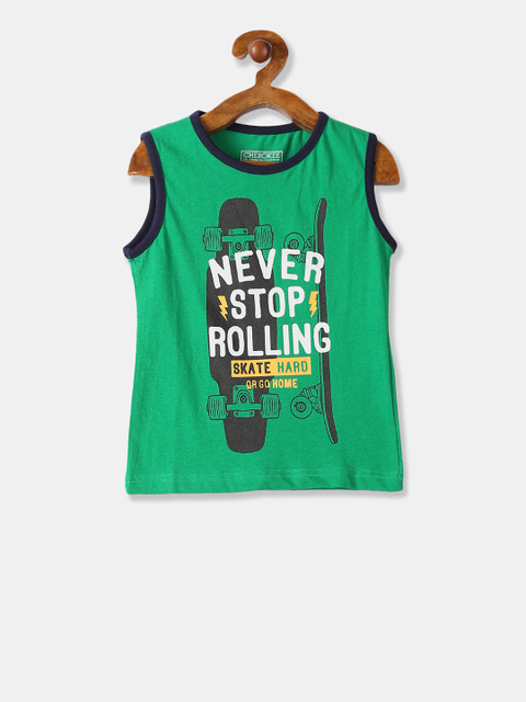 

Cherokee Boys Green Printed Round Neck T-shirt