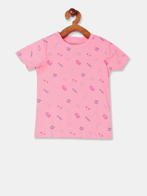 

Cherokee Boys Pink Printed Round Neck Pure Cotton T-shirt