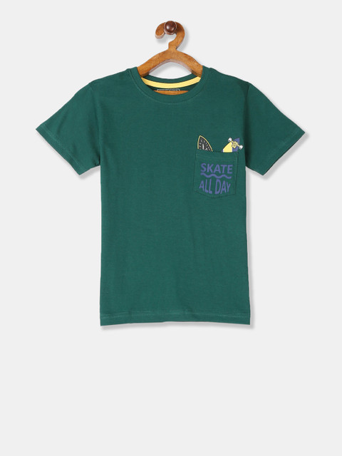 

Cherokee Boys Green Printed Round Neck T-shirt