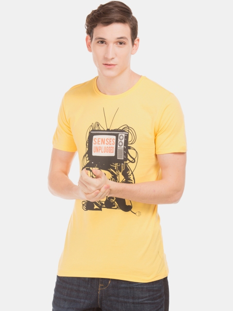 

Colt Men Yellow & Black Printed Round Neck T-shirt