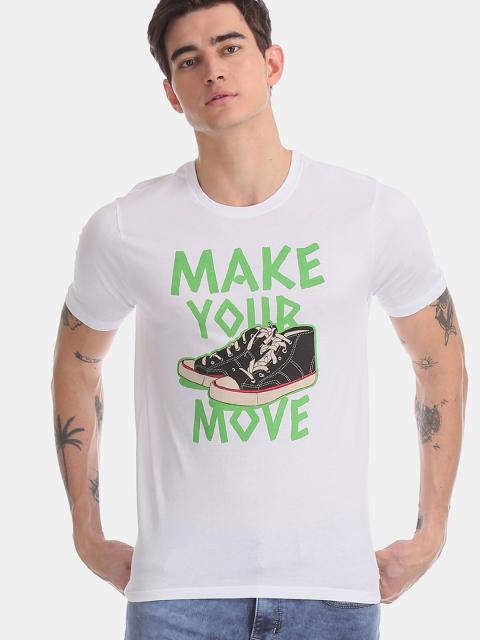 

Colt Men White Printed Round Neck T-shirt