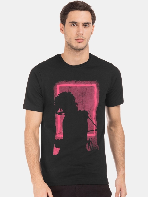 

Colt Men Black & Pink Printed Round Neck T-shirt