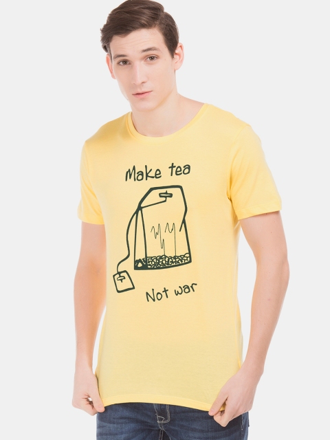 

Colt Men Yellow & Black Printed Round Neck T-shirt