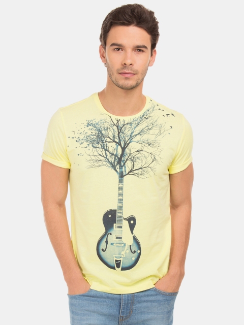 

Colt Men Yellow & Blue Printed Round Neck T-shirt