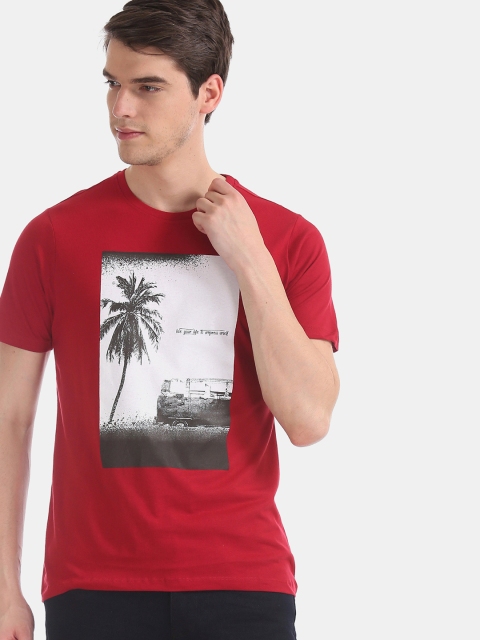 

Colt Men Red & White Printed Round Neck T-shirt