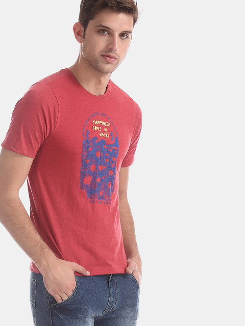 

Colt Men Red & Blue Printed Round Neck T-shirt
