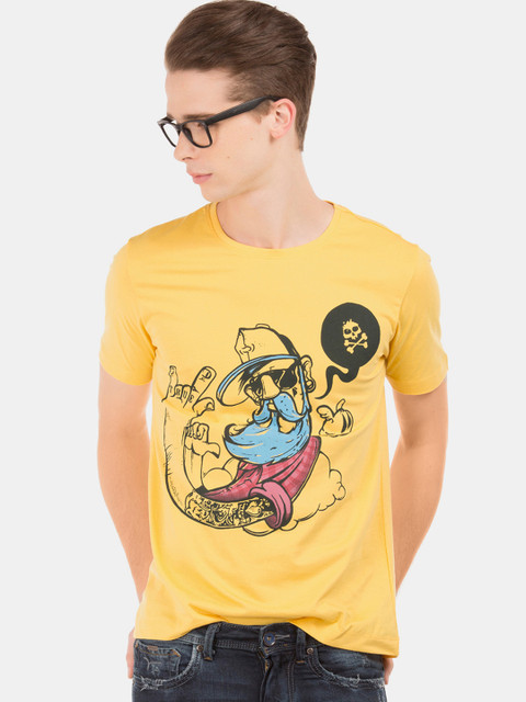 

Colt Men Yellow Printed Round Neck T-shirt