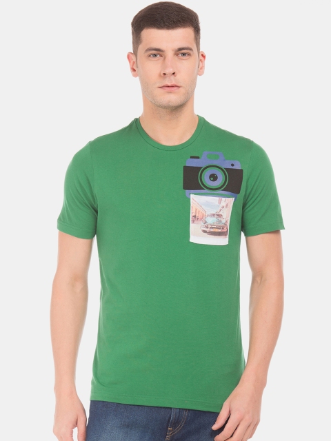 

Colt Men Green Printed Round Neck T-shirt