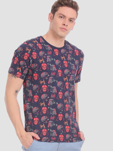 

Colt Men Blue & Red Star Wars Printed Round Neck T-shirt