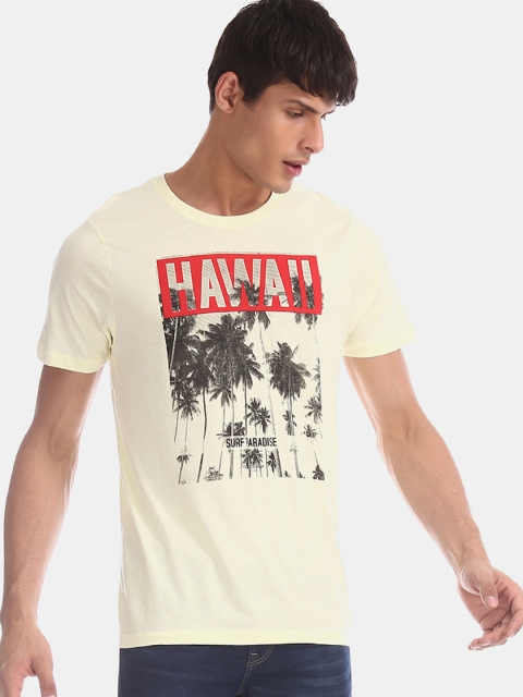 

Colt Men Yellow Printed Round Neck T-shirt