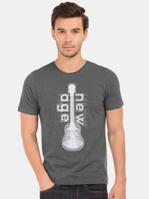 

Colt Men Charcoal Grey Printed Round Neck T-shirt