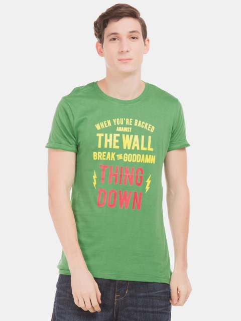 

Colt Men Green & Yellow Printed Round Neck T-shirt