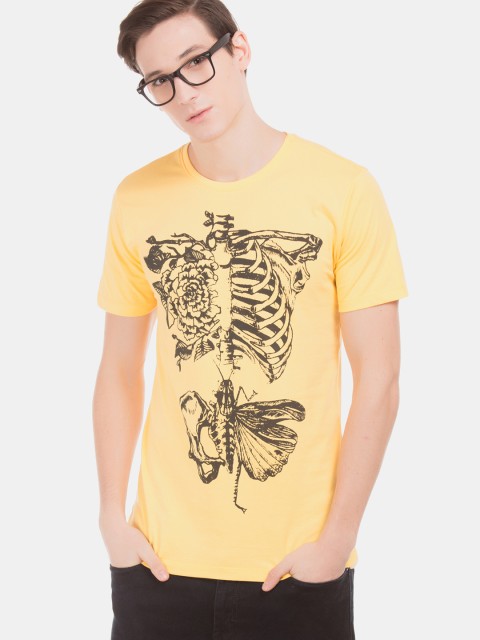 

Colt Men Yellow & Black Printed Round Neck T-shirt