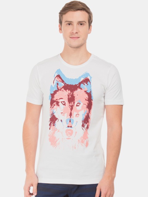 

Colt Men White Printed Round Neck T-shirt