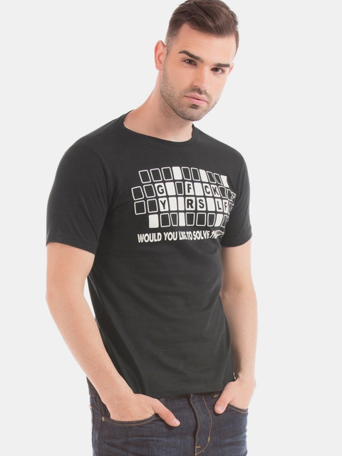

Colt Men Black & White Printed Round Neck T-shirt