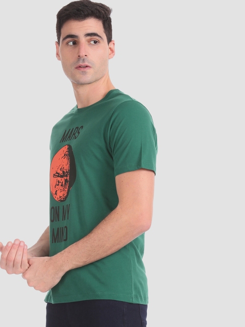 

Colt Men Green Printed Round Neck T-shirt