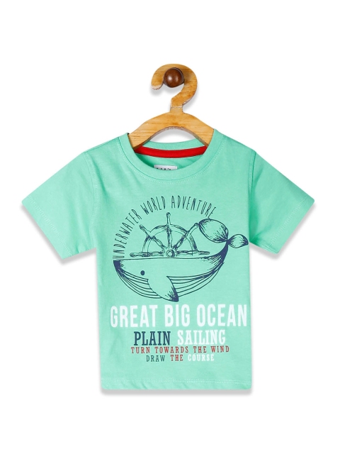 

Donuts Boys Sea Green & Navy Blue Printed Round Neck T-shirt