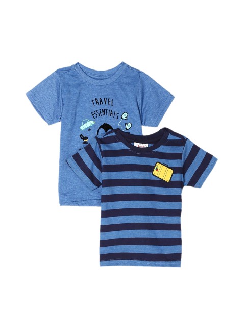 

Donuts Infant Boys Pack of 2 Blue Striped Round Neck T-shirt