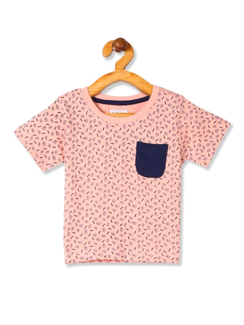 

Donuts Boys Pink & Navy Blue Printed Round Neck T-shirt
