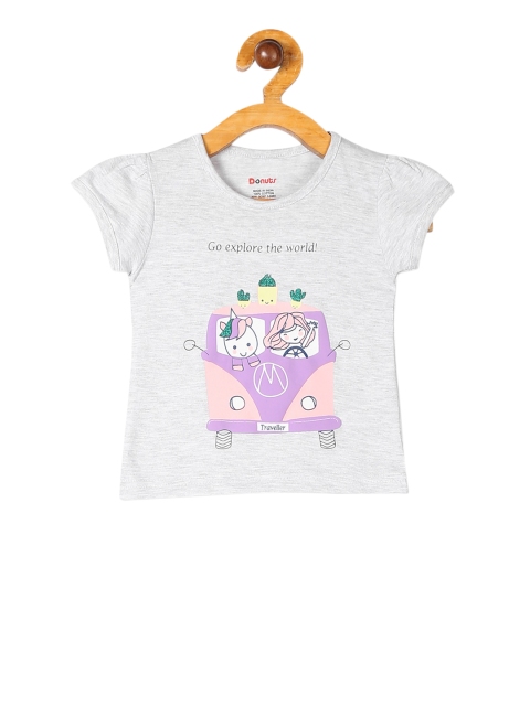 

Donuts Girls Grey & Purple Printed Cotton T-shirt