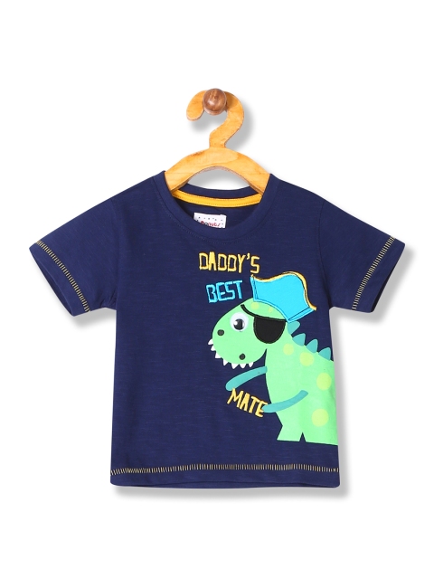 

Donuts Boys Navy Blue & Green Printed Round Neck T-shirt