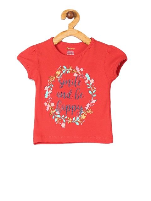 

Donuts Infant Red & Blue Printed Round Neck T-shirt