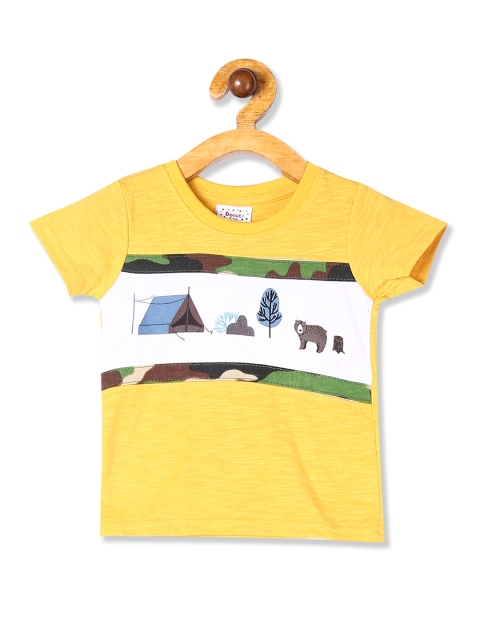 

Donuts Boys Yellow & White Printed Round Neck T-shirt