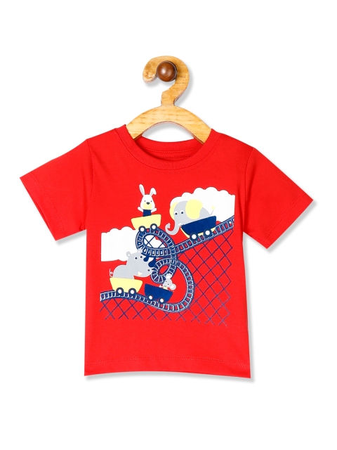 

Donuts Boys Red & Navy Blue Printed Round Neck T-shirt