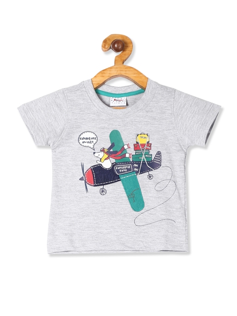 

Donuts Boys Grey Melange Printed Round Neck T-shirt