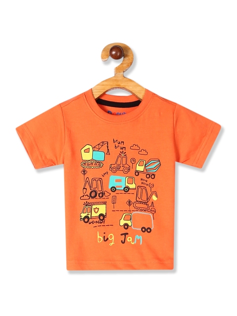 

Donuts Boys Orange & Black Printed Round Neck T-shirt