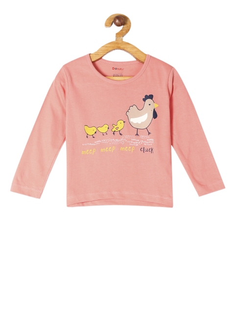 

Donuts Infant Peach-Coloured & Yellow Printed Round Neck T-shirt