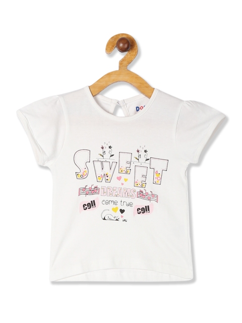 

Donuts Girls White Printed Round Neck T-shirt
