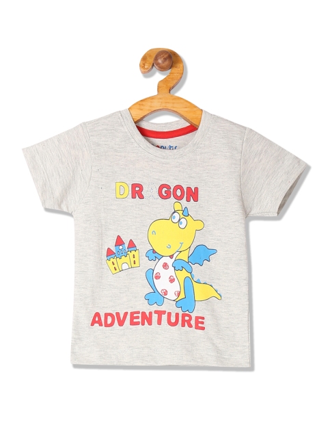 

Donuts Boys Grey Melange Printed Round Neck T-shirt