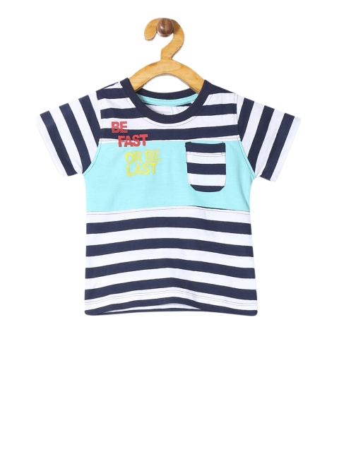 

Donuts Infant Navy Blue & White Striped Round Neck T-shirt