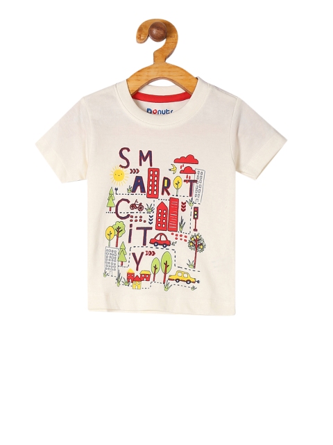 

Donuts Boys Off White Printed Cotton T-shirt