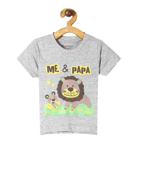 

Donuts Infant Boys Grey & Brown Lion Printed Round Neck T-shirt